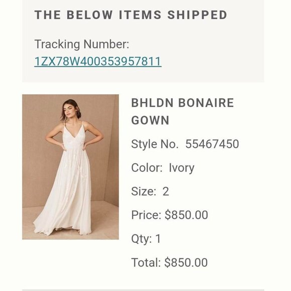 BHLDN BONAIRE GOWN v-neck, embroidered wedding dress - Picture 3 of 6